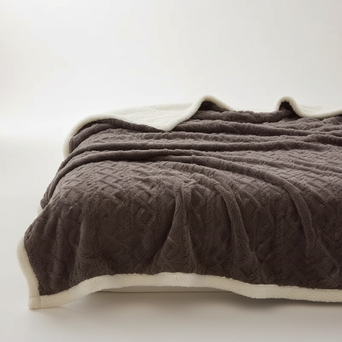 Lunvang™ Dobbeltsidig pledd i fleece og lammeull for kalde kvelder
