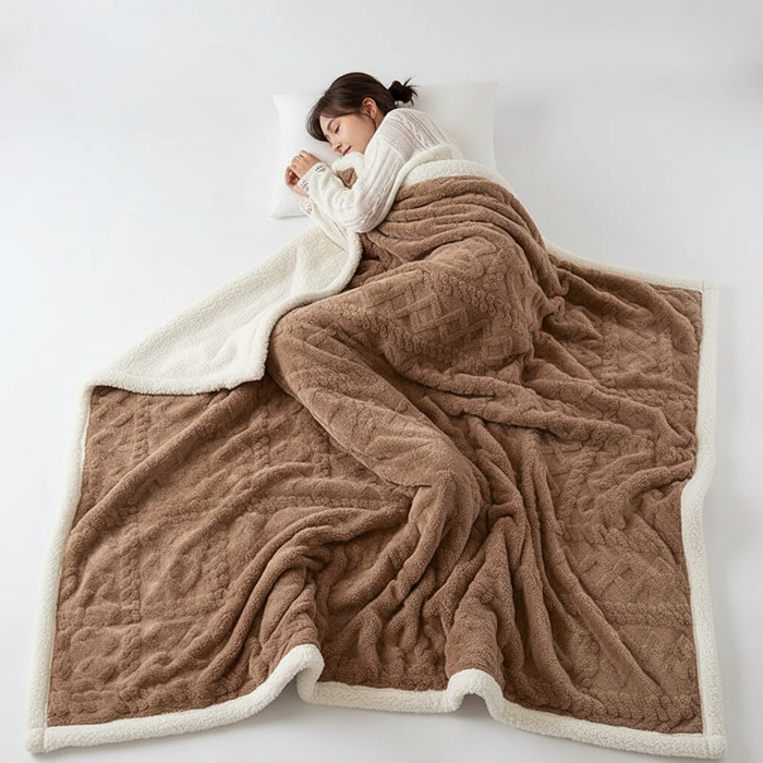Lunvang™ Dobbeltsidig pledd i fleece og lammeull for kalde kvelder