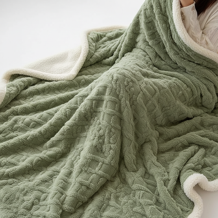 Lunvang™ Dobbeltsidig pledd i fleece og lammeull for kalde kvelder