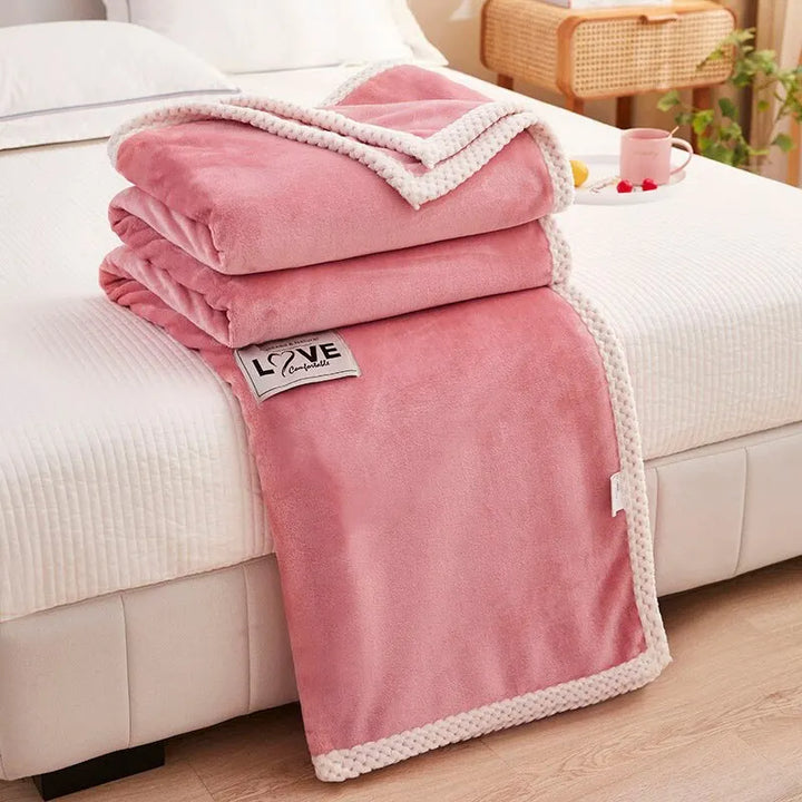 Ultramykt og lett fleecepledd i flanell, rosa