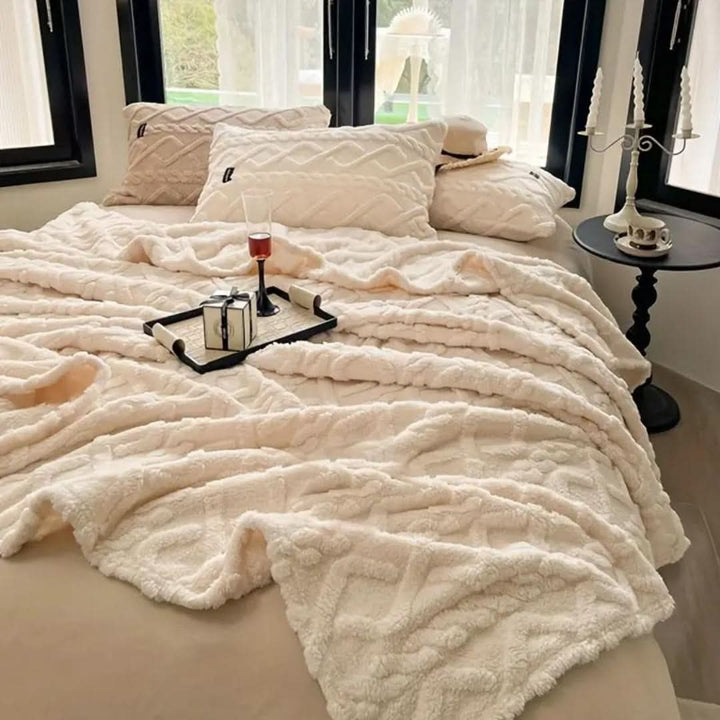 Lett fleecepledd med 3D-mønster til sofa, seng og reise