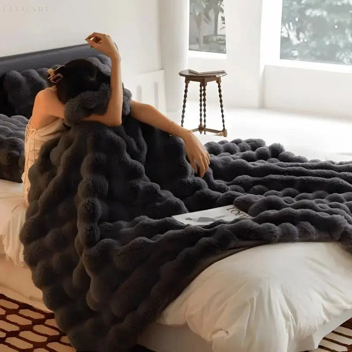 Lunvang™ Fluffy pledd med boblestruktur og silkemyk følelse