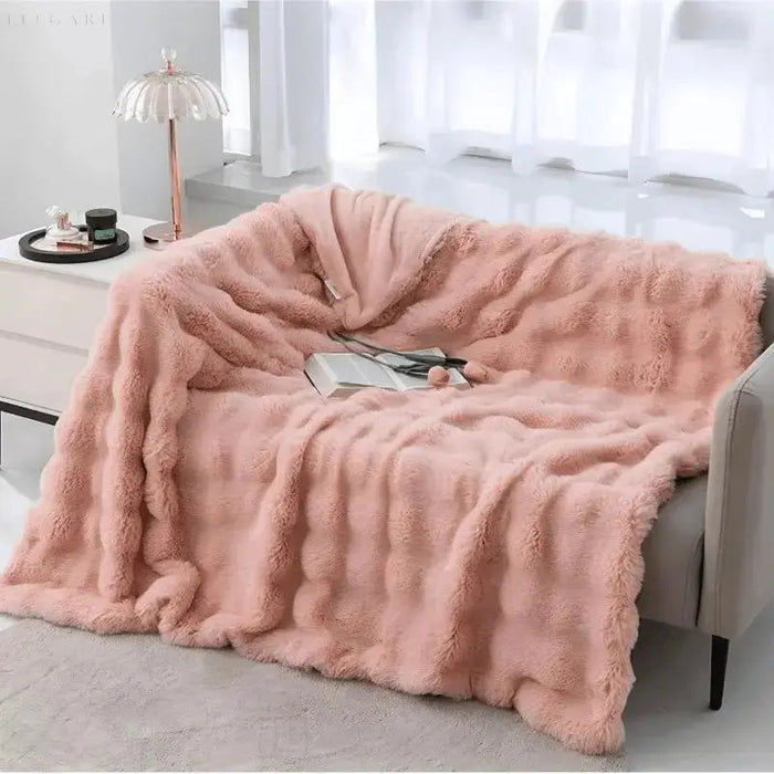 Lunvang™ Fluffy pledd med boblestruktur og silkemyk følelse