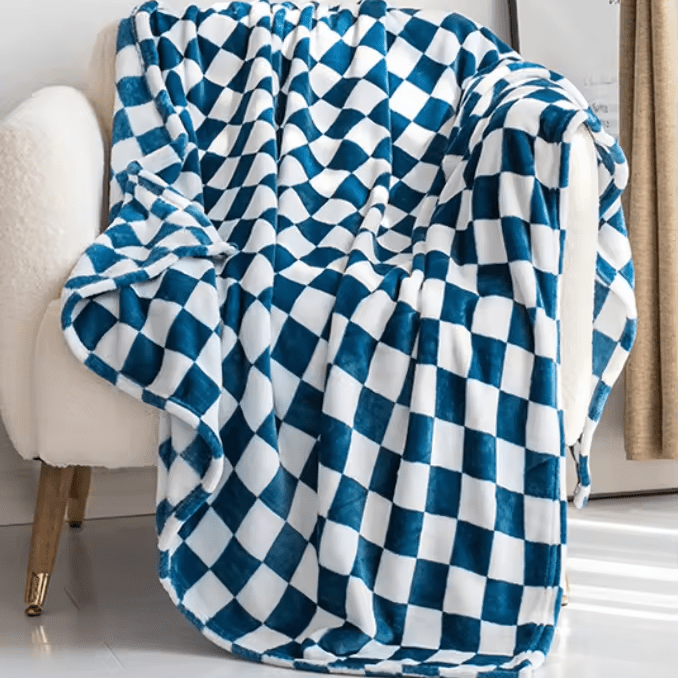 Rutete pledd i flanellfleece, mykt og nuppefritt