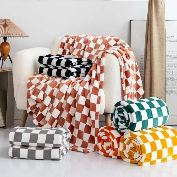 Rutete pledd i flanellfleece, mykt og nuppefritt