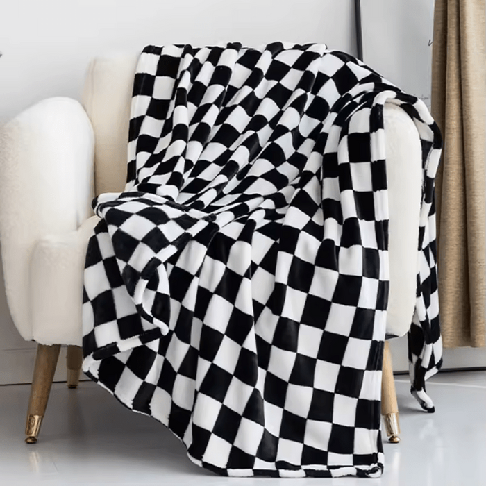 Lunvang™ Rutete pledd i flanellfleece, mykt og nuppefritt