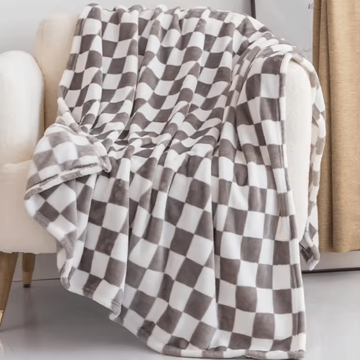 Rutete pledd i flanellfleece, mykt og nuppefritt