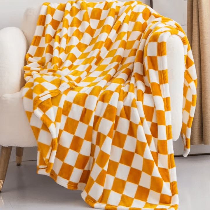 Rutete pledd i flanellfleece, mykt og nuppefritt