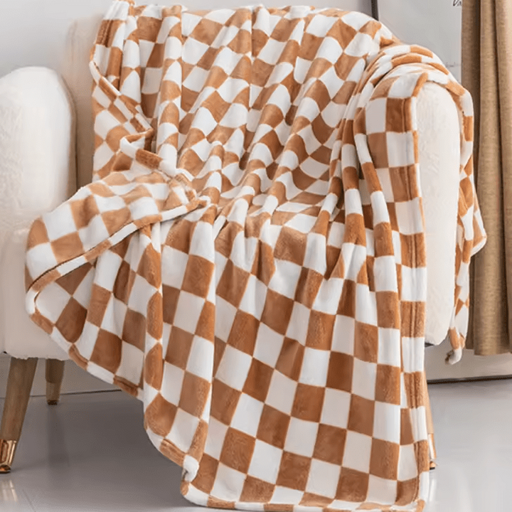 Rutete pledd i flanellfleece, mykt og nuppefritt