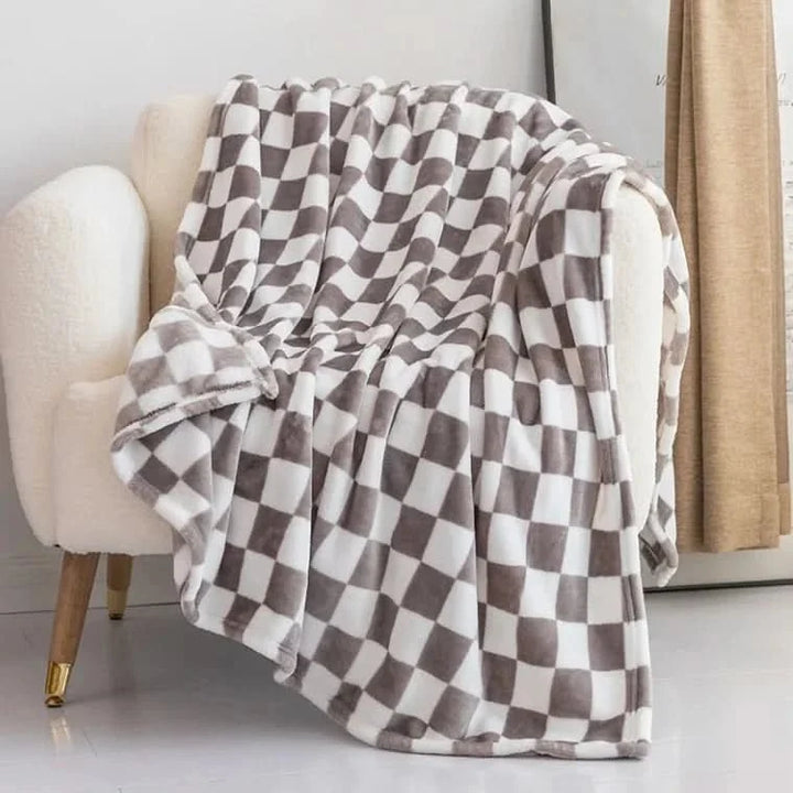 Rutete pledd i flanellfleece, mykt og nuppefritt