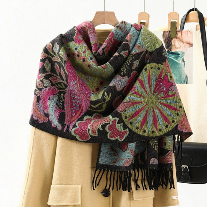 Lunvang™ Pashminasjal med etnisk mønster – myk og romslig for dame