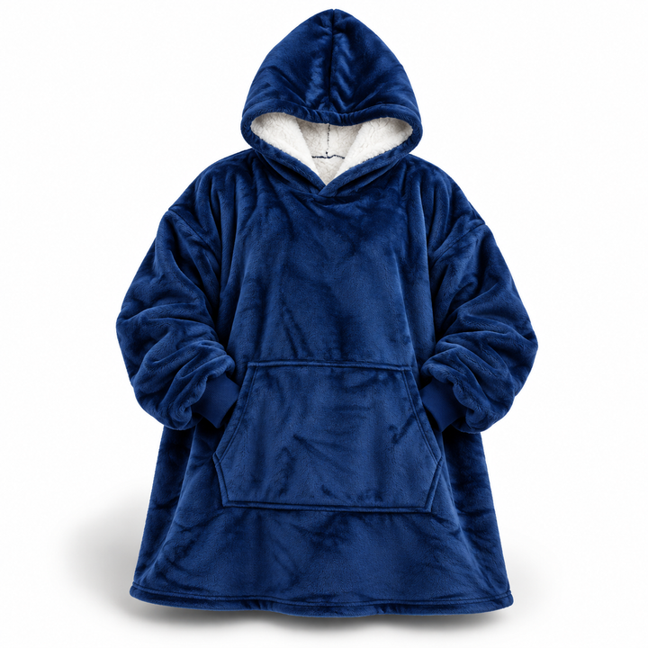 Ultramyk oversized sherpa-hettepledd med stor lomme