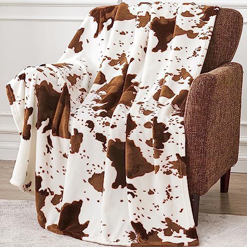 Lunvang™ Myk julepledd i flanell med leopard- og kumønster