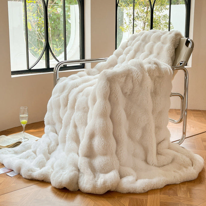 Lunvang™ Mykt pledd med elegant bølgestruktur til sofa og seng