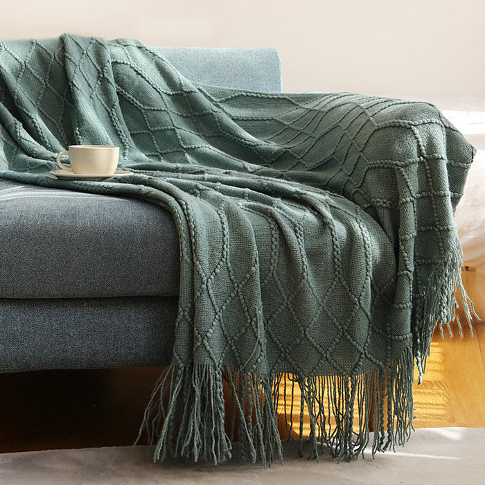 Lunvang™ Vevd pledd med struktur i mykt garn til sofaen eller sengen