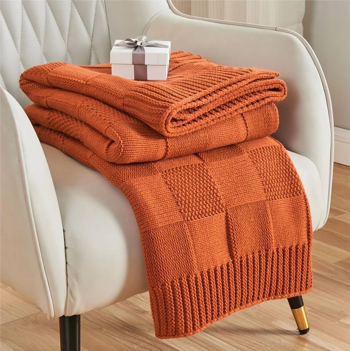 Lunvang™ Strikket pledd med struktur, mykt og koselig i sofa og seng