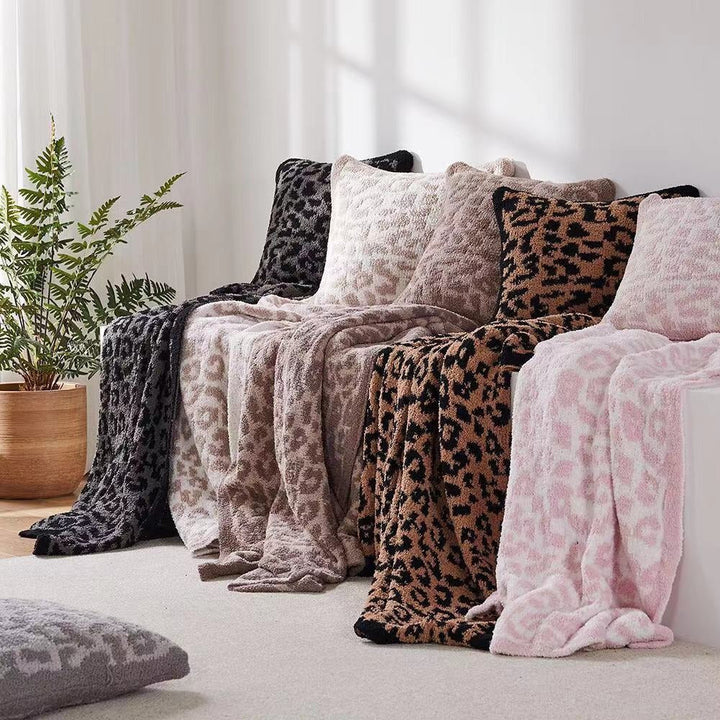 Pledd med leopardmønster, ekstra mykt og tåler maskinvask