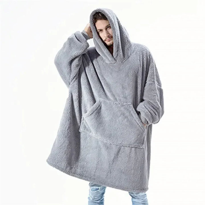 Oversized hettepledd i flanell med lange ermer, unisex