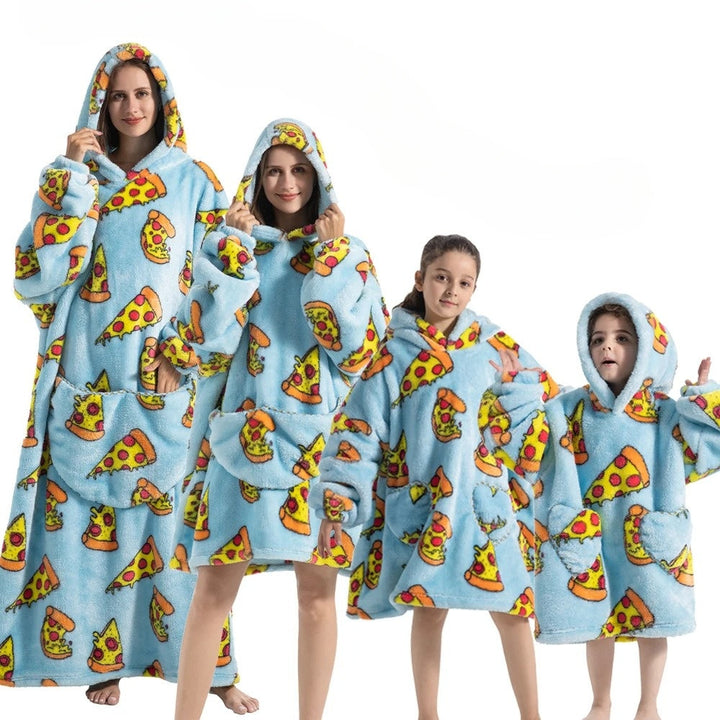 Oversized pleddgenser med gresskarmønster i fleece og flanell