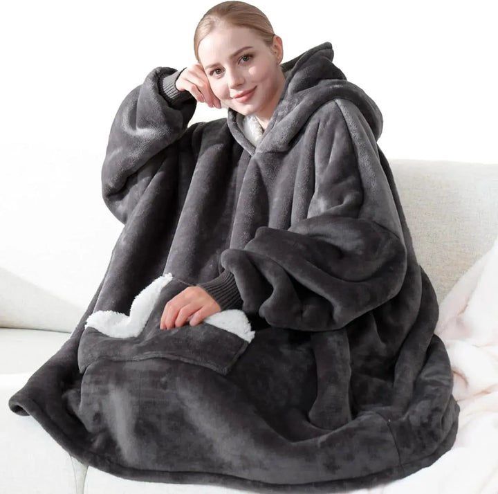 Gigantisk oversized teppegenser i tykk børstet fleece