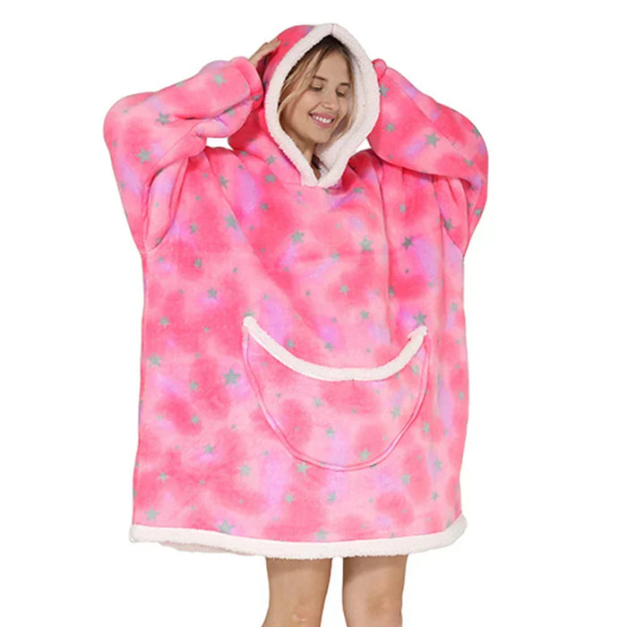 Lunvang™ Oversized fleecepledd med hette og romslige lommer