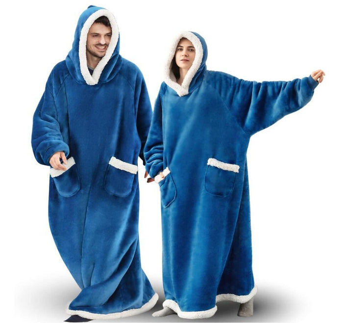 Lunvang™ Ekstra langt kosepledd med ermer og varm hette – unisex