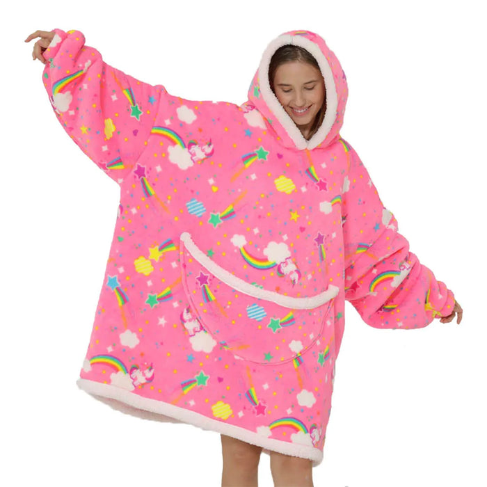 Lunvang™ Oversized fleecepledd med hette og romslige lommer