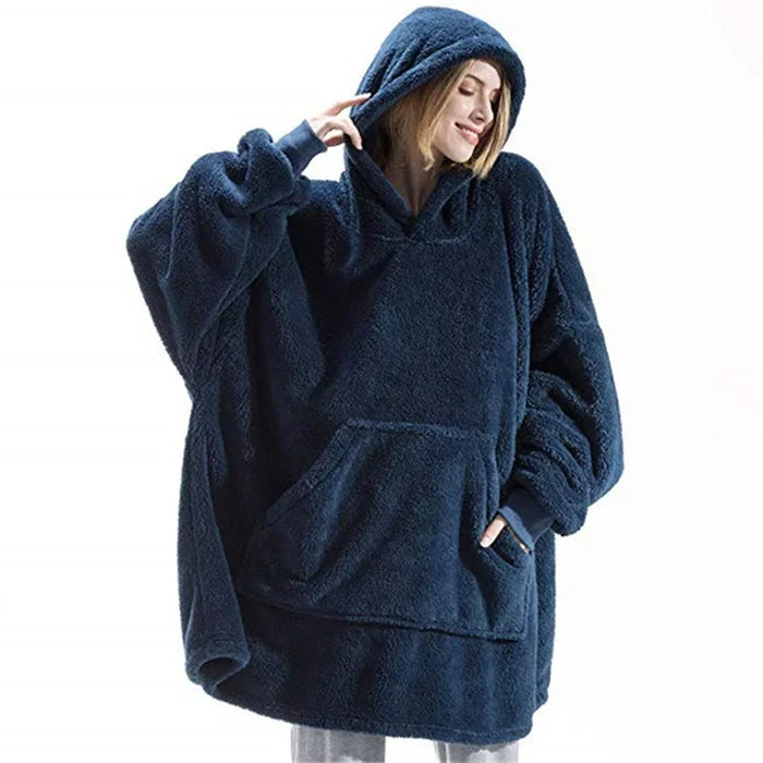 Lunvang™ Oversized hettepledd i flanell med lange ermer, unisex
