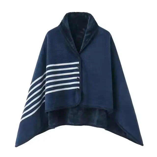 Lunvang™ Rutete pledd med trykknapper – poncho, cape eller skjørt