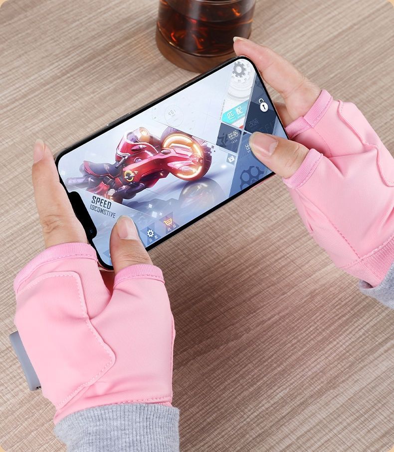 Svarte fingerløse varmehansker med display