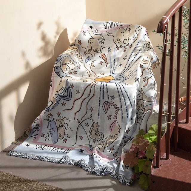 Lunvang™ Vevd pledd med abstrakt motiv, jacquard til sofa og vegg