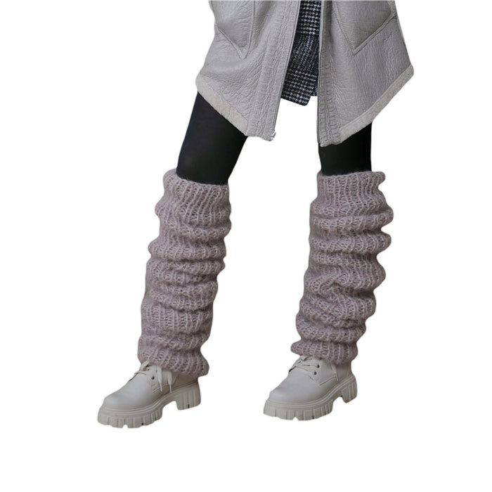 Lunvang Tykke legvarmere i lodden strikk med slouchlook