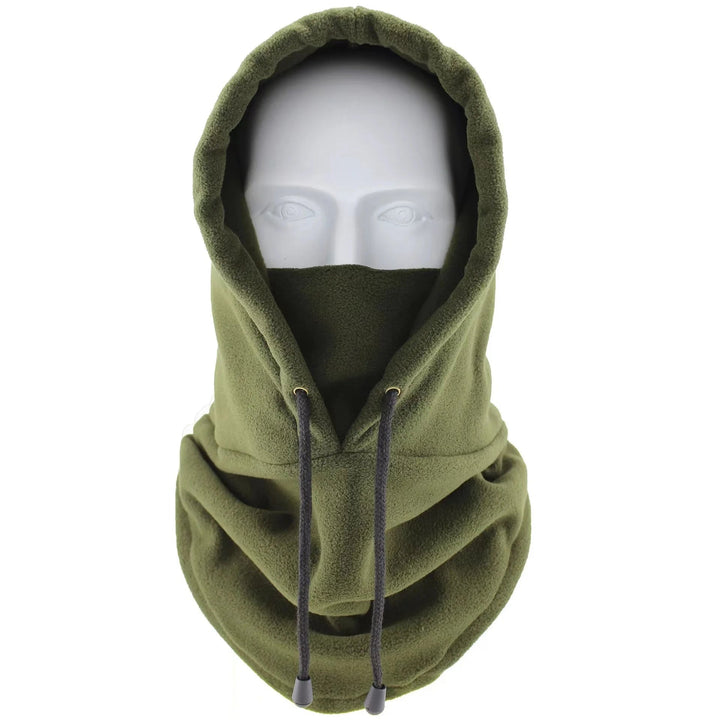 Balaklava i fleece som dekker hode, ansikt og hals