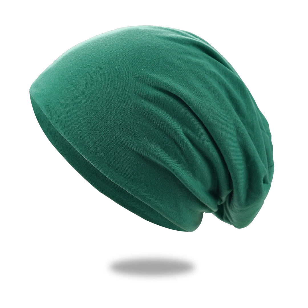 Slouch beanie i pustende strikk med stretch