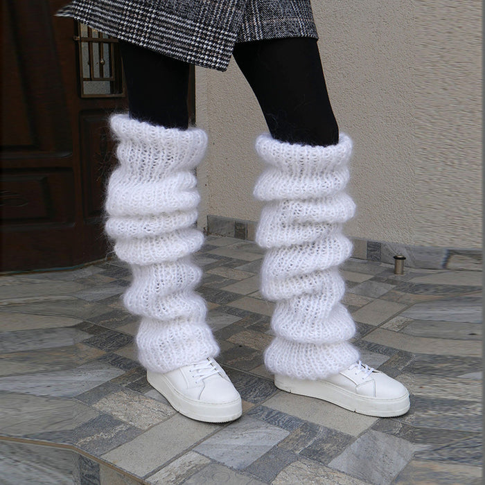Lunvang Tykke legvarmere i lodden strikk med slouchlook