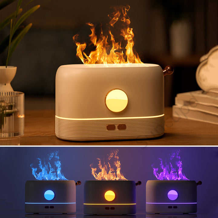 Luftfukter med flammeeffekt og USB, 200 ml tank, for skrivebord