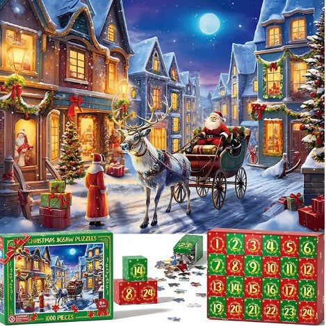 Julekalender med nummererte puslespillbokser