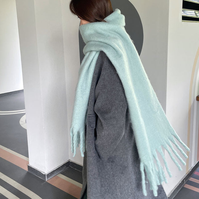 Lunvang Tykt oversized skjerf med lange dusker