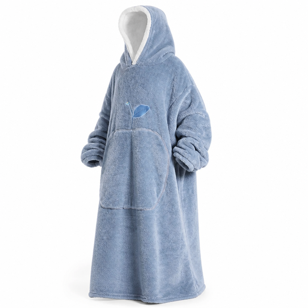 Oversized teppegenser i sherpafleece med ermer og lomme