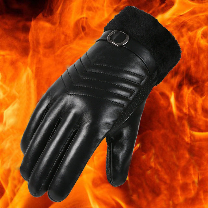 Svarte vinterhansker i kunstskinn