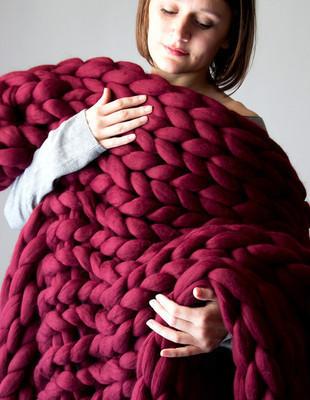 Grovstrikket pledd i myk mikrofiber, tolv farger