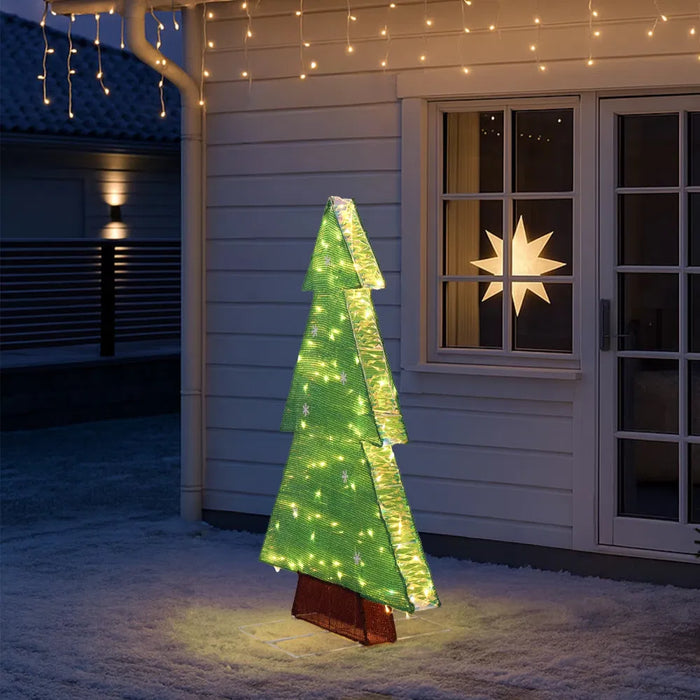 Lunvang Lysende juletre i glitter med snøfnugg, 120 cm