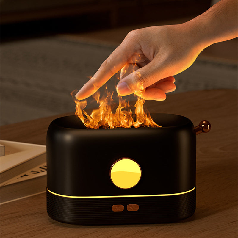 Luftfukter med flammeeffekt og USB, 200 ml tank, for skrivebord