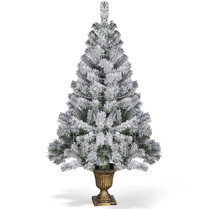 Lunvang Snødekt juletre i potte 122 cm med 120 lys