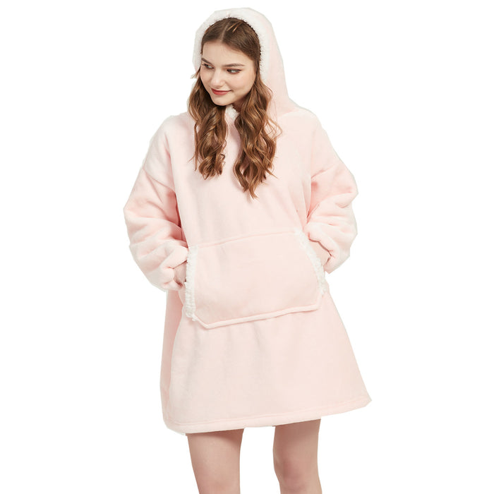 Lunvang Oversized pleddgenser med hette og sherpafôr