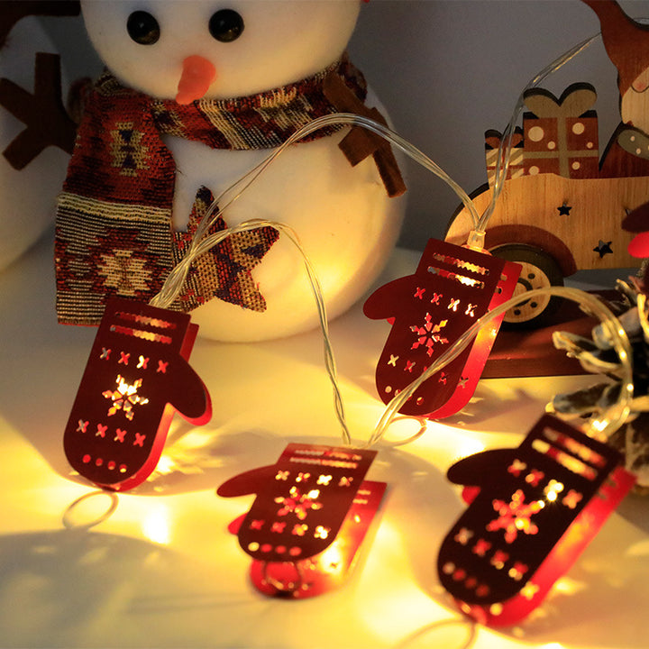 LED-lysslynge til jul med nisse, elg og snømann