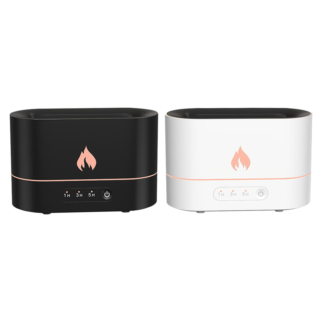Luftfukter med flammelys, stille, kvadratisk, 5 W med USB