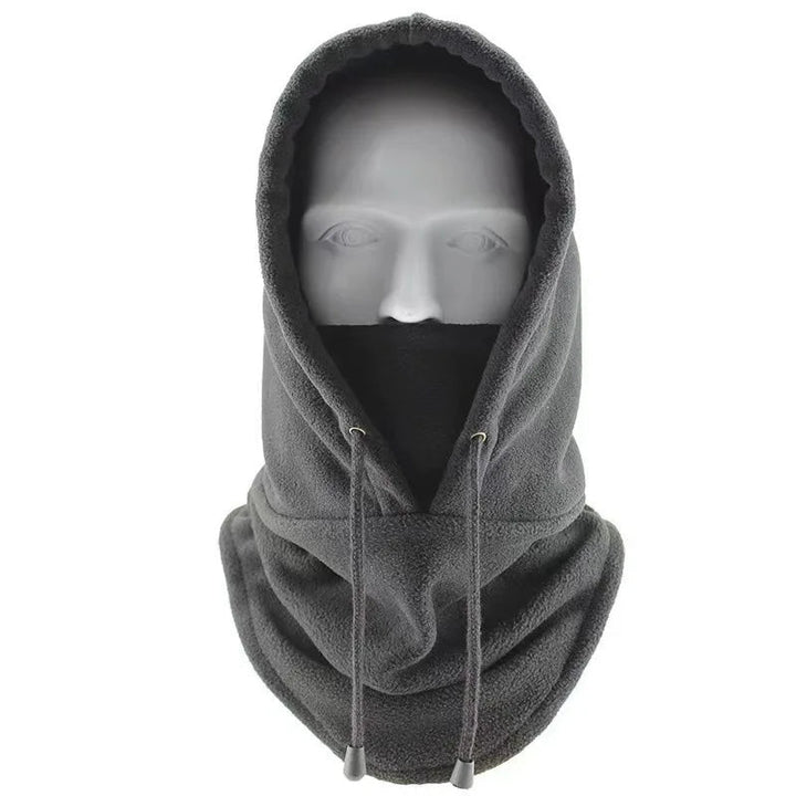 Balaklava i fleece som dekker hode, ansikt og hals
