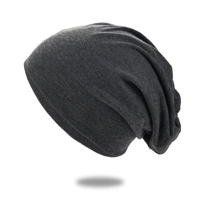 Slouch beanie i pustende strikk med stretch
