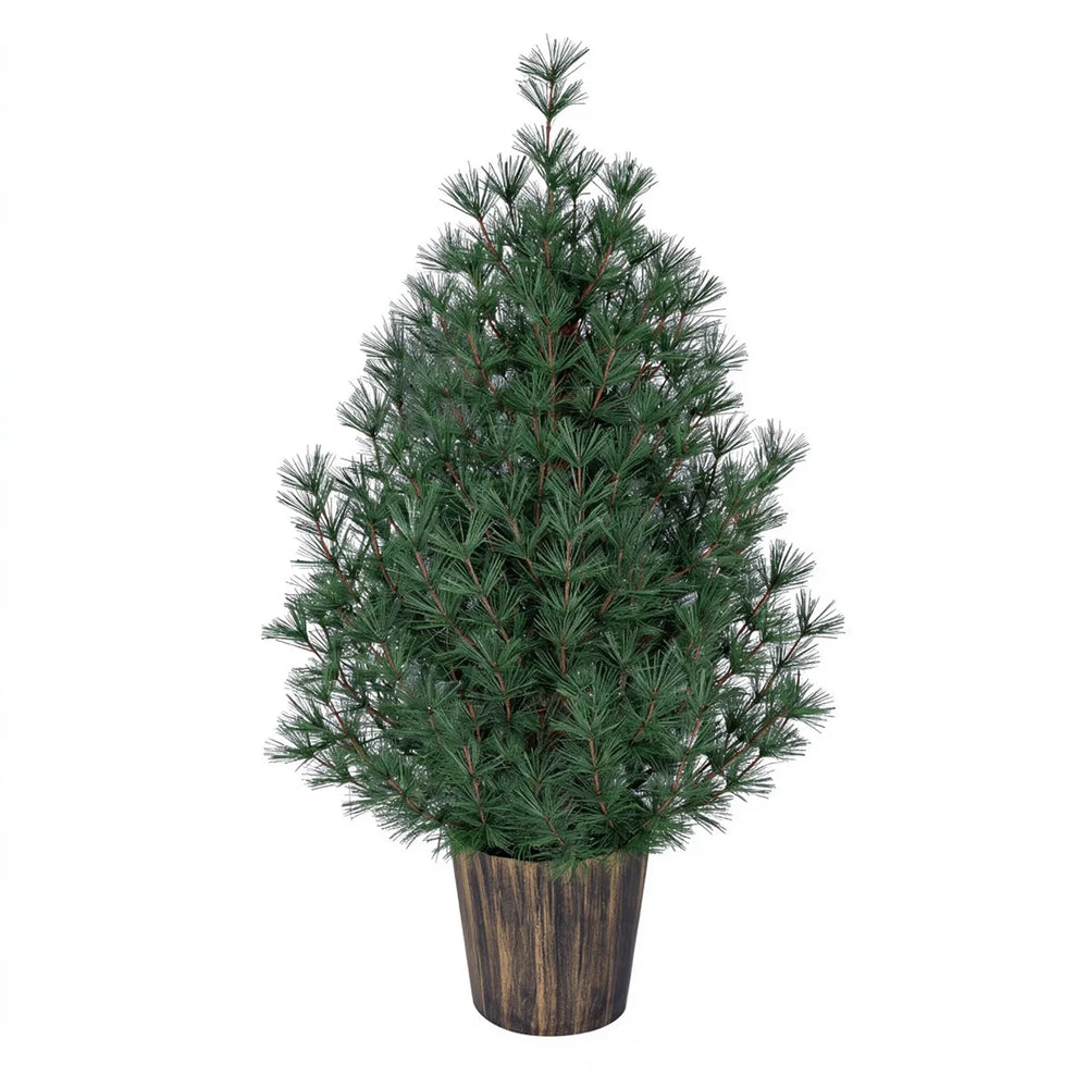 Lite juletre i gullfarget vintagepotte
